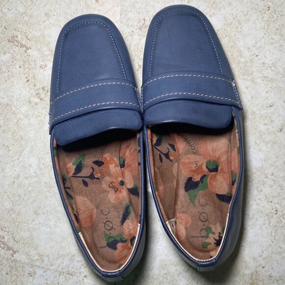 B.O.C. Womens Navy Blue Faux Leather Loafer Flats Comfort Casual Preppy Academia - Picture 6 of 8
